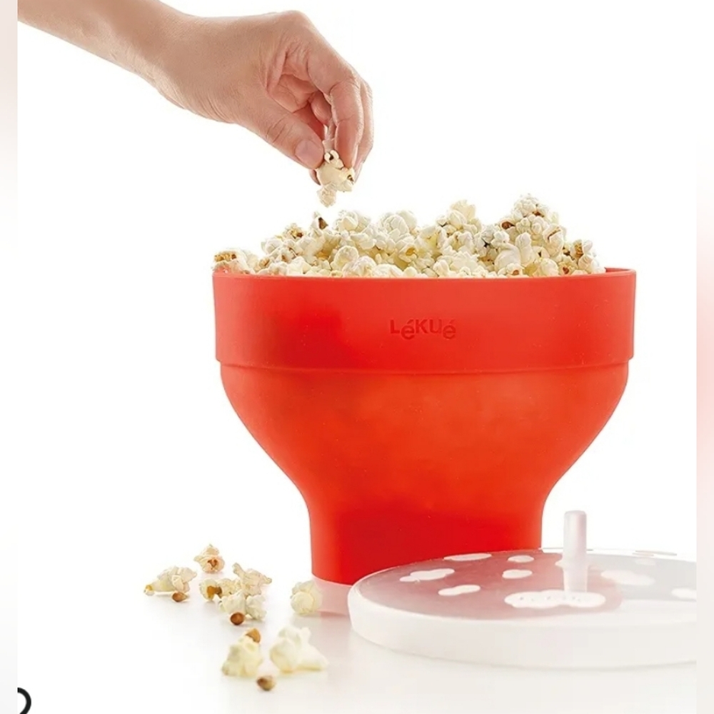 Lekue Microwave Popcorn Popper/ Popcorn Maker, Red
